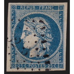 n°4, Cérès 1850, 25c bleu, oblitéré losange PC - TB