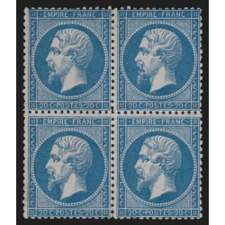 n°22 bloc de quatre, Napoléon 20c bleu, neuf * avec charnière, signé ROUMET