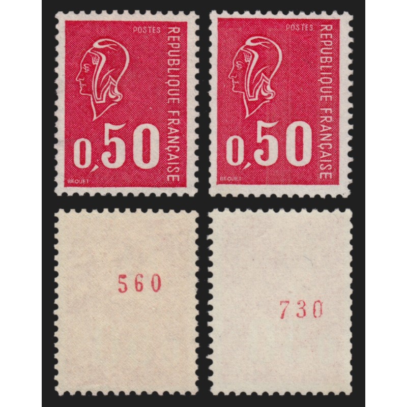 n°1664b/1664e numéro rouge au verso, normale + tropicale, Becquet neufs **