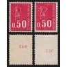 n°1664b/1664e numéro rouge au verso, normale + tropicale, Becquet neufs **