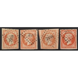 n°16, lot de 40 losanges Petits Chiffres, Napoléon 40c orange - TB 1er choix