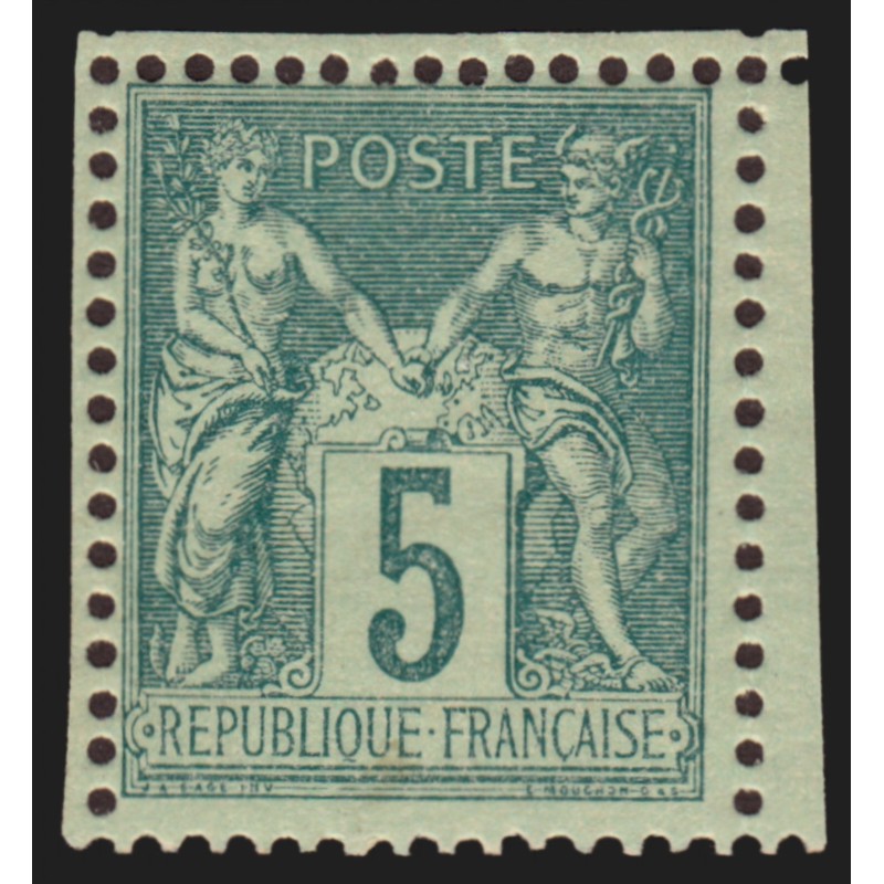 n°75, Sage 5c vert, Type II, neuf * infime trace de charnière, quasi ** - TB