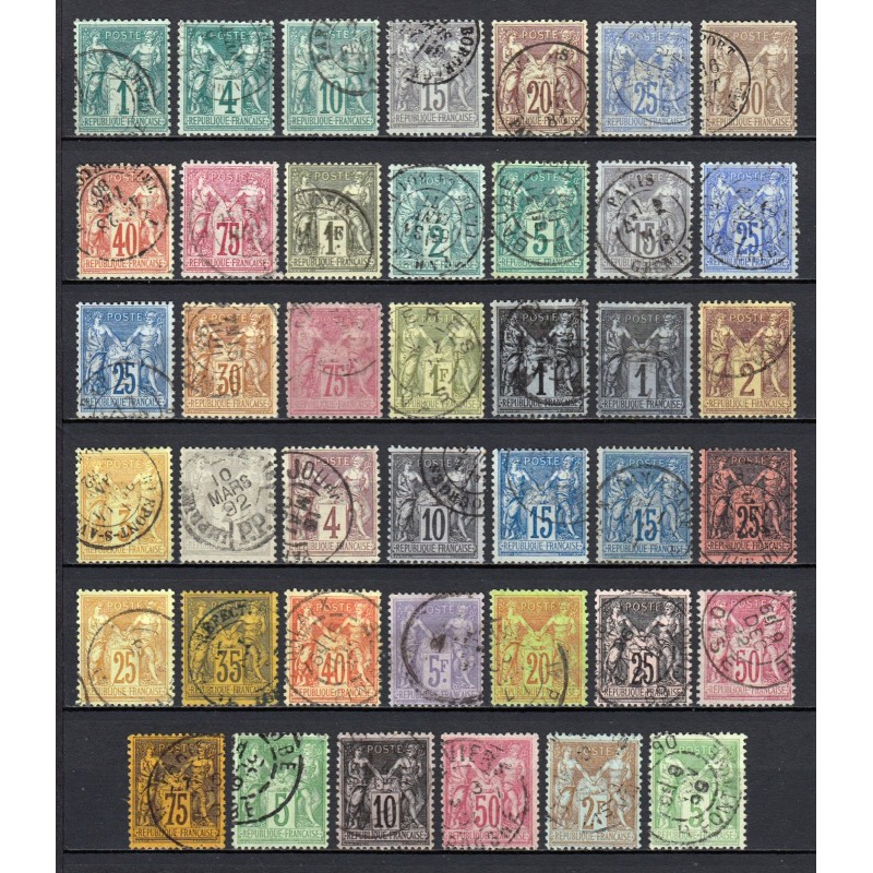 France 1876/1890 - Belle collection au type Sage COTE 1.150 € - TB D'ASPECT