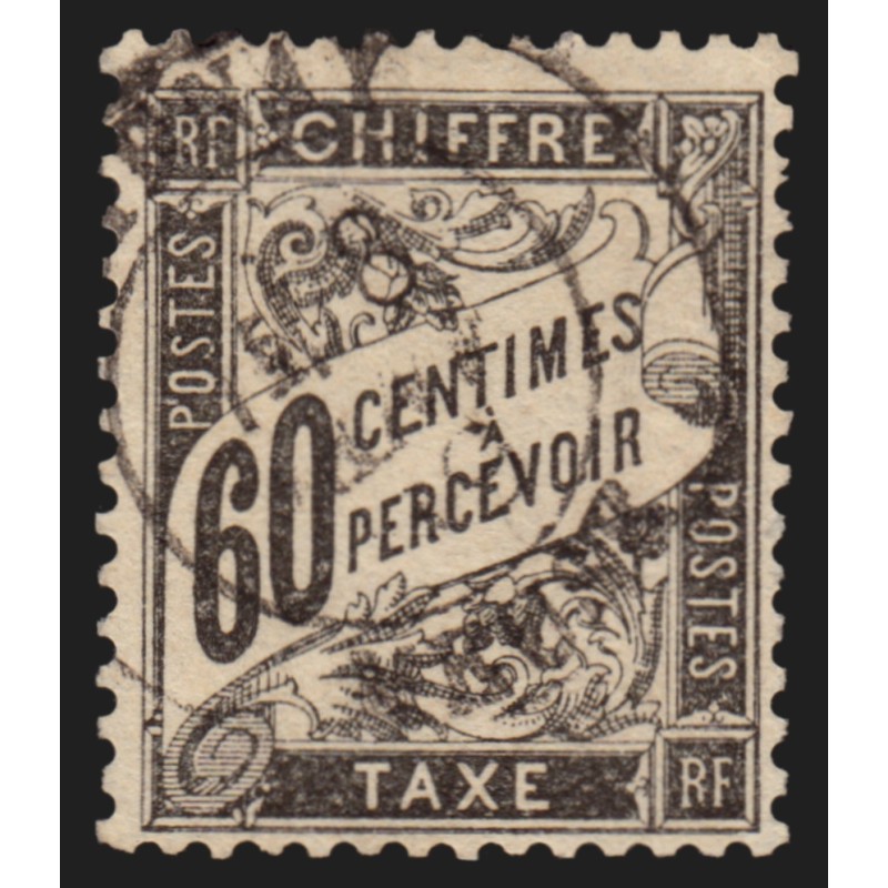 Timbres-Taxe n°21, Duval 60c noir, oblitéré - TB