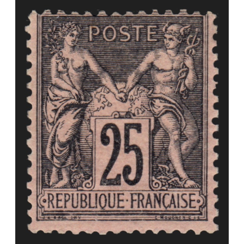 n°97, Sage 25c noir sur rose, Type II, neuf * infime trace de charnière - TB