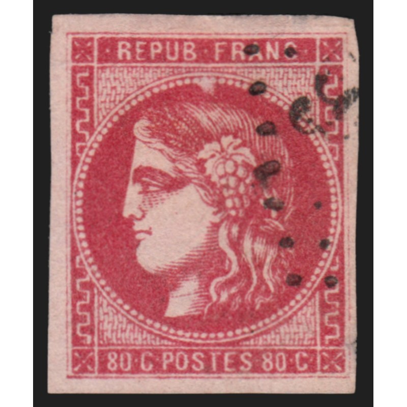 n°49b, Cérès Bordeaux 80c ROSE-VIF, obli légère effigie dégagée - TB D'ASPECT