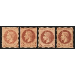 n°26, en 4 nuances de couleurs, Napoléon Lauré 2c rouge-brun, neuf *