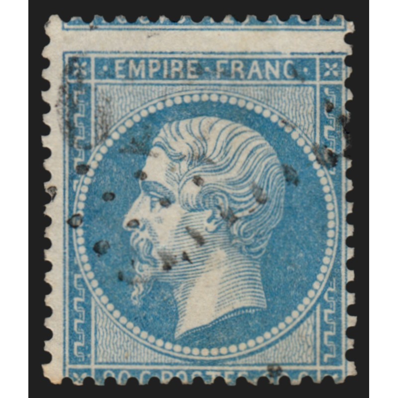 n°22, variété de piquage très décalé (à cheval), Napoléon 20c bleu - TB