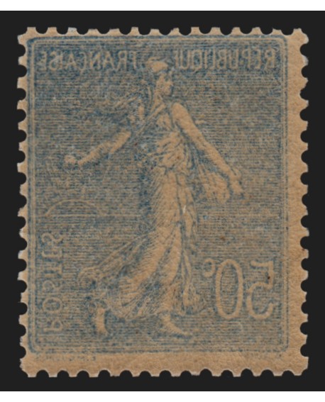 n°161, variété "impression recto-verso", Semeuse 50c bleu, neuf ** - TB