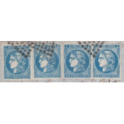 n°46B, 20c bleu en 4 ex. oblitérés Nîmes 13/SEPT./1871 sur lettre - Certificat