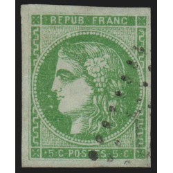 n°42B, Bordeaux 5c vert-jaune, effigie bien dégagée, signé A.BRUN - TB D'ASPECT