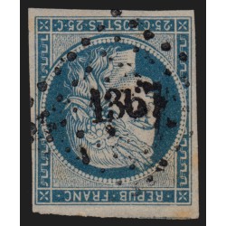 n°4, Cérès 1850, 25c bleu, oblitéré PC 1367 GANGES - TB