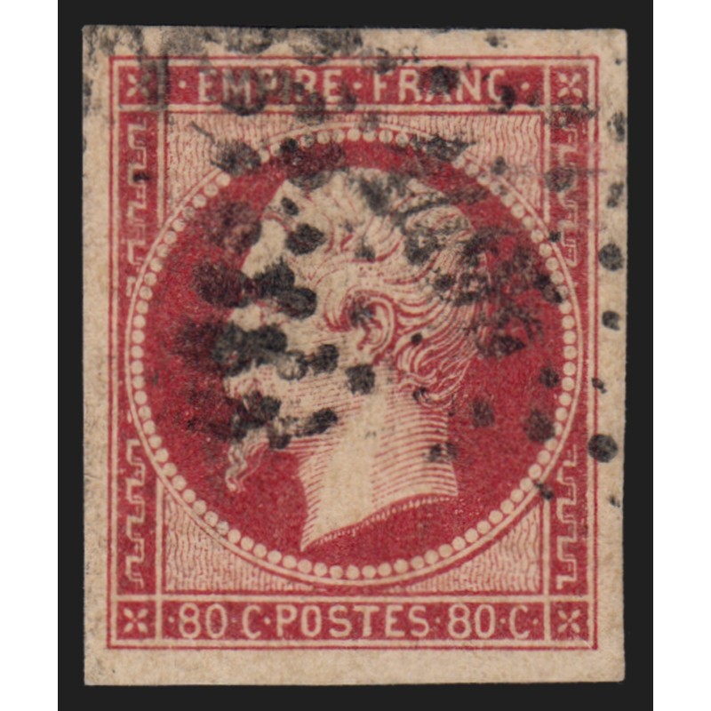 n°17A, Napoléon non-dentelé, 80c carmin, oblitéré - TB