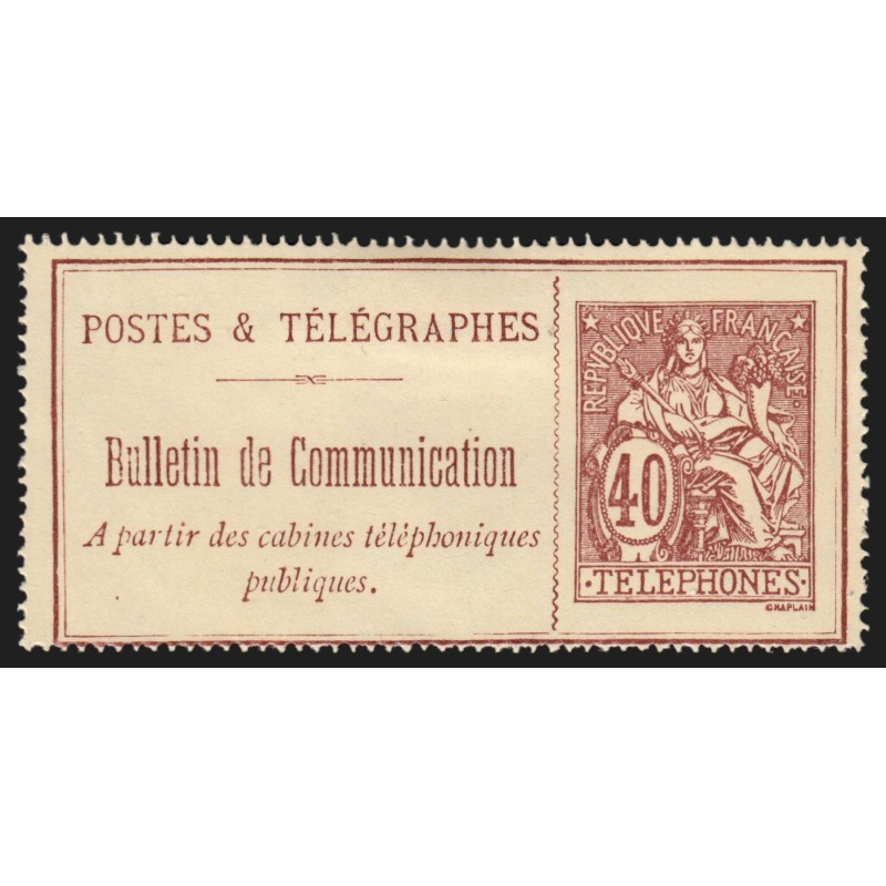 Timbres-Téléphone n°26, Chaplain 40c brun-rouge, neuf (*) sans gomme - B/TB