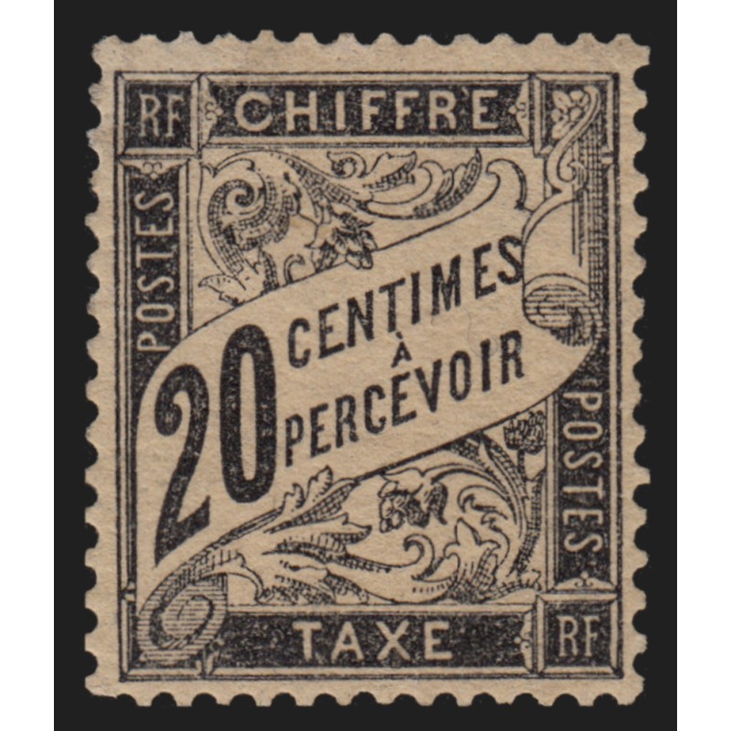 Timbres-Taxe n°17, Duval 20c noir, neuf * avec infime trace de charnière - TB