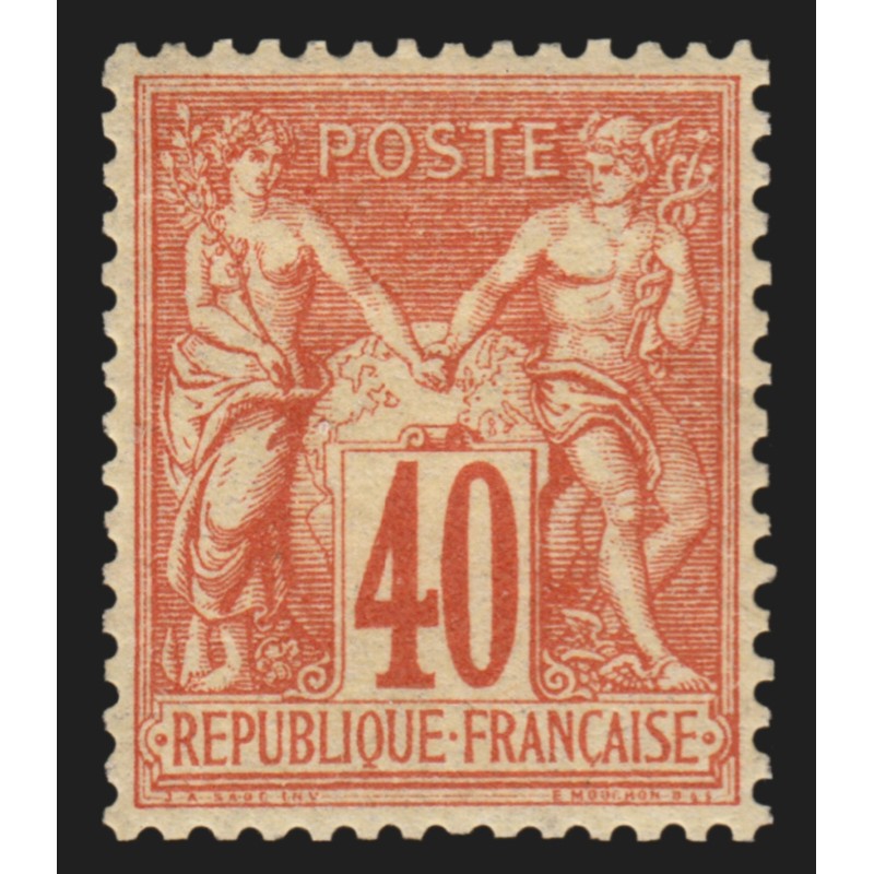 n°70, Sage 40c rouge-orange, Type I, neuf * SUPERBE, signé ROUMET + Certificat