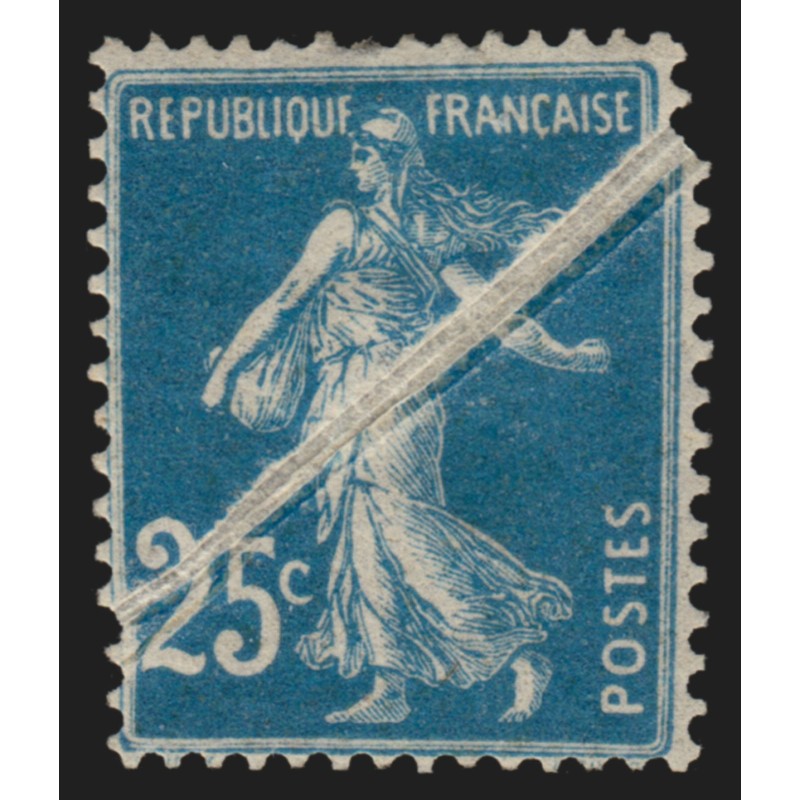 n°140, variété "pli accordéon", Semeuse camée 25c bleu, neuf * - SUPERBE