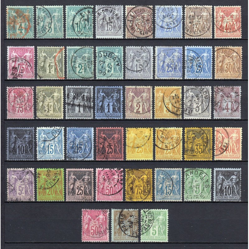 France 1876/1890 - Collection de 43 timbres au type Sage - COTE 1.130 €