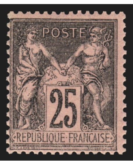 n°97, Sage 25c noir sur rose, Type II, neuf * légère trace de charnière - TB