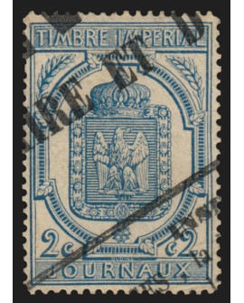 Timbres pour Journaux n°8, 2c bleu, oblitéré - TB