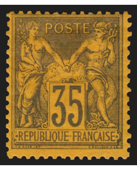 n°93, Sage 35c violet-noir, neuf * avec charnière - B/TB