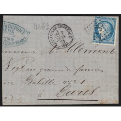 n°60A, oblitéré GC 2135 LUSSAC-LES-CHATEAUX Vienne lettre pour Paris - TTB