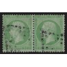 n°35 paire, Napoléon dentelé 1872, 5c vert-pâle sur bleu, oblitéré - TB