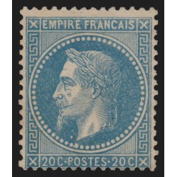 n°29B, Napoléon Lauré 20c bleu, Type II, neuf (*) sans gomme - TB