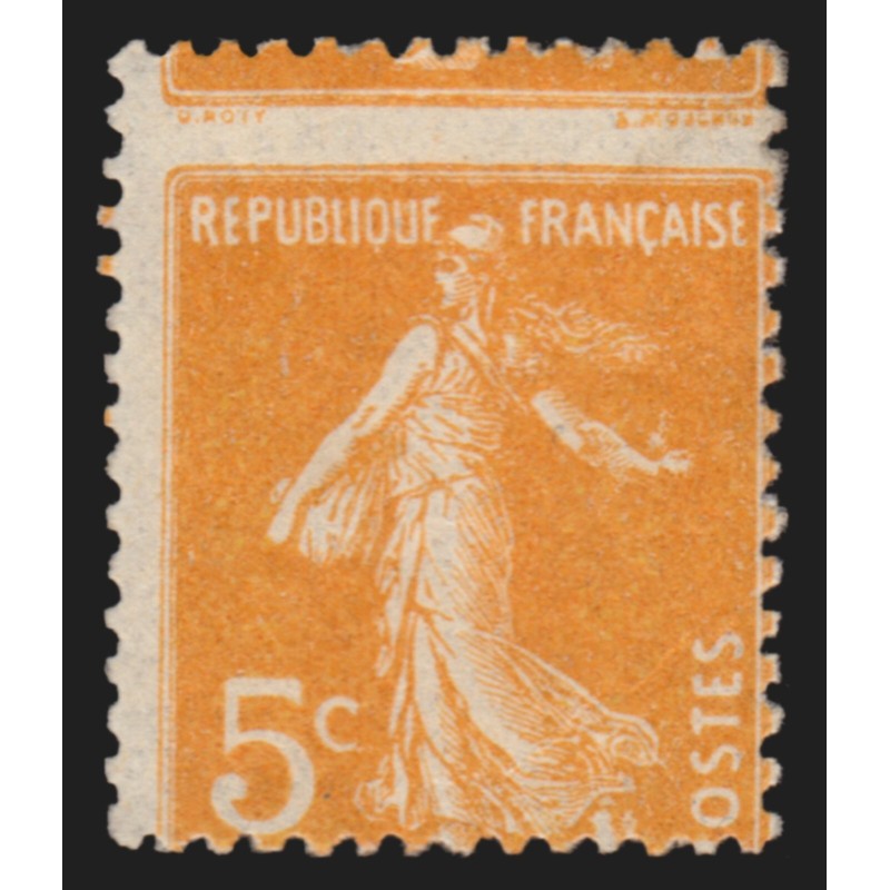 n°158, variété "piquage à cheval", Semeuse 5c orange, neuf * - TB