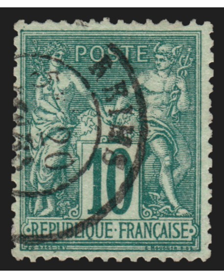 n°76, Sage 10c vert, Type II (N sous U), oblitéré càd REIMS - TB D'ASPECT