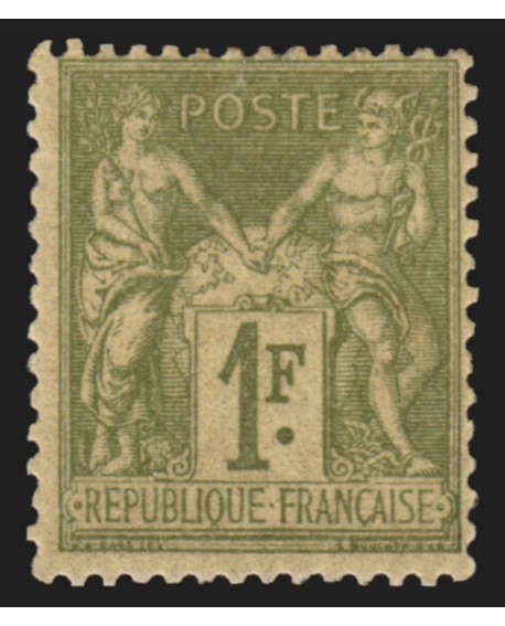 n°82, Sage 1fr. olive-clair, Type II (N sous U), neuf ** sans charnière - TB