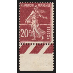 n°139, variété "impression sur raccord", Semeuse 20c brun-rouge, neuf * - TB