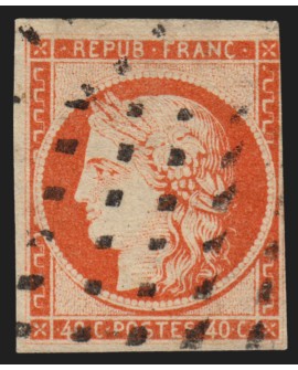 n°5a, Cérès 1849, 40c orange-vif, oblitéré gros points - BEAU D'ASPECT