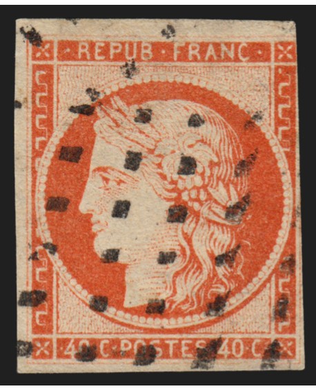 n°5a, Cérès 1849, 40c orange-vif, oblitéré gros points - BEAU D'ASPECT