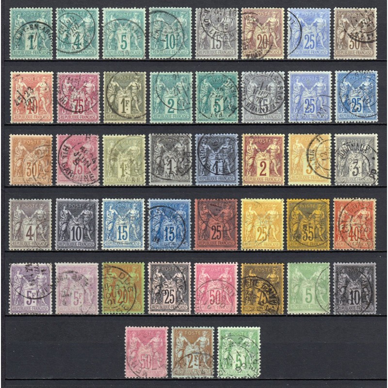 France 1876/1890 - Belle collection au type Sage COTE 1.300 € - TB D'ASPECT