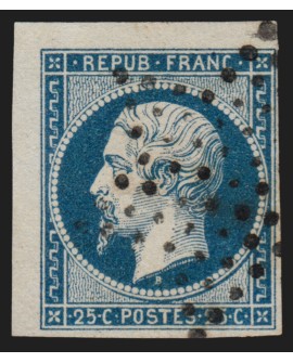 n°10, coin de feuille, Présidence 25c bleu, oblitéré étoile de Paris - SUPERBE