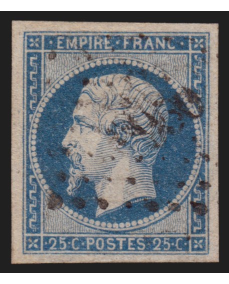 n°15, Napoléon non-dentelé, 25c bleu, oblitéré - TB