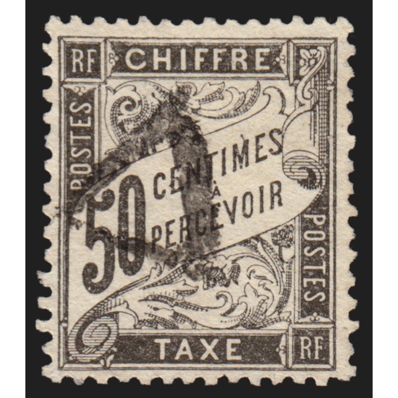 Timbres-Taxe n°20, Duval 50c noir, 1882, oblitéré triangle - TB D'ASPECT