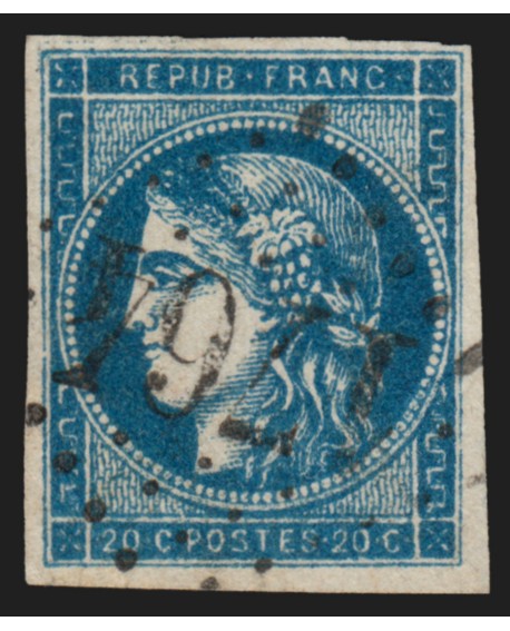 n°45Ca, 20c bleu-foncé, Type II Report 3, oblitéré GC 1764 HAUBOURDIN - TB