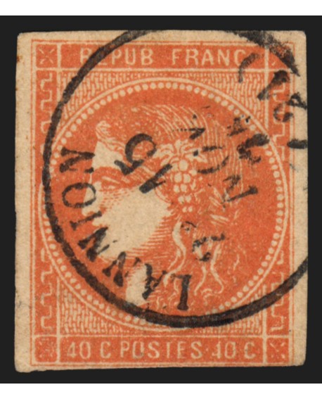 n°48, Cérès Bordeaux, 40c orange, oblitéré petit càd Type16 LANNION