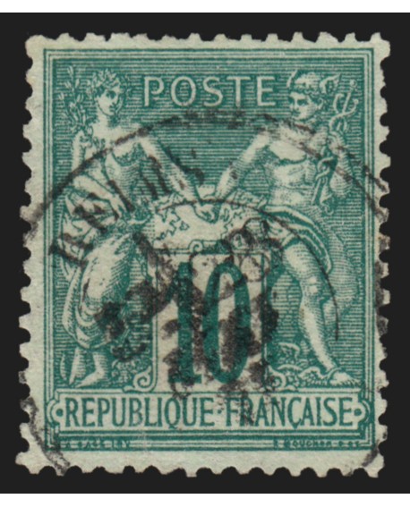 n°76, Sage 10c vert, Type II (N sous U), oblitéré càd Reims - B/TB