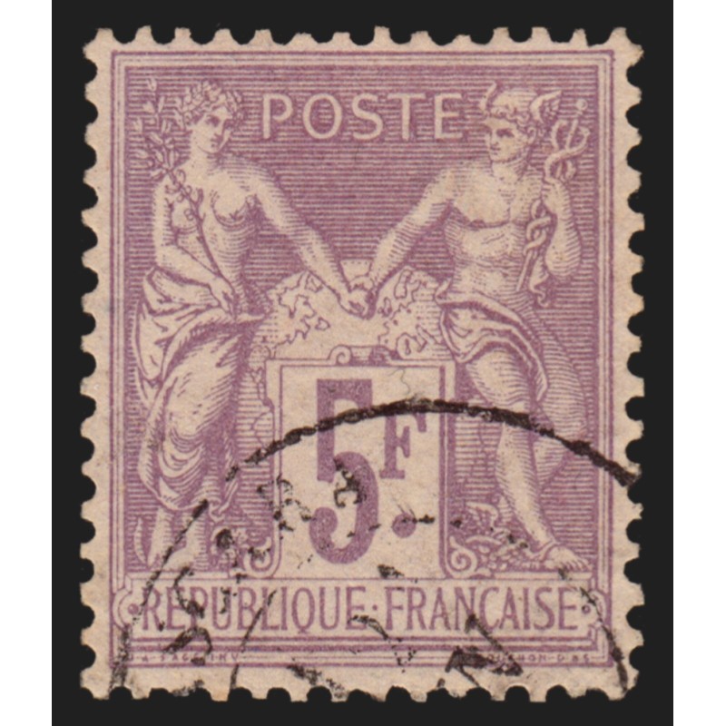 n°95, Sage 5fr violet sur lilas, oblitéré, signé A.BRUN - SUPERBE