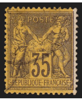 n°93, variété "couleur de fond décalée", Sage 35c violet-noir, oblitéré - TB