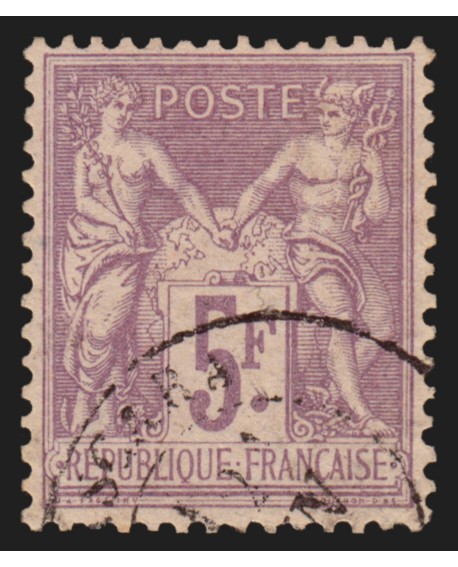 n°95, Sage 5fr violet sur lilas, oblitéré, signé A.BRUN - SUPERBE