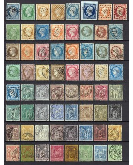 France 1849/1890 - Collection 64 timbres Cérès, Napoléon, Sage - COTE 1.200 €