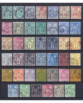France 1876/1890 - Collection de 41 timbres au type Sage - COTE 1.000 €