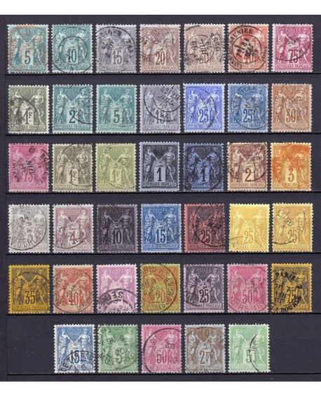 France 1876/1890 - Collection de 40 timbres au type Sage - COTE 900 €