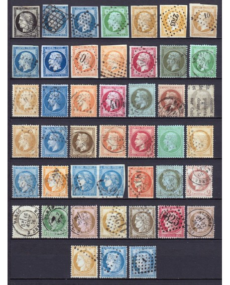 France 1849/1875 - Collection 44 timbres Cérès, Napoléon - COTE 1.840 €