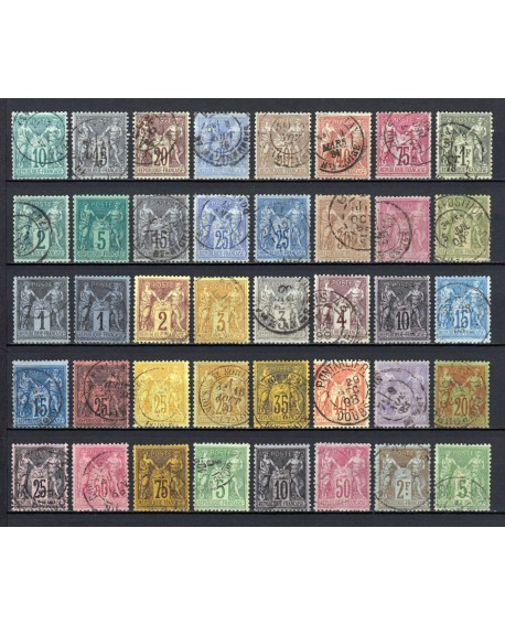 France 1876/1890 - Belle collection au type Sage COTE +930 € - TB D'ASPECT