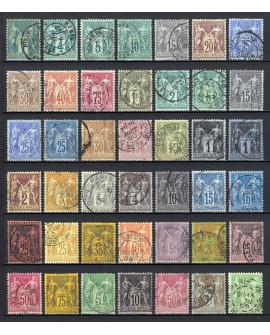 France 1876/1890 - Belle collection au type Sage COTE 1.200 € - TB D'ASPECT